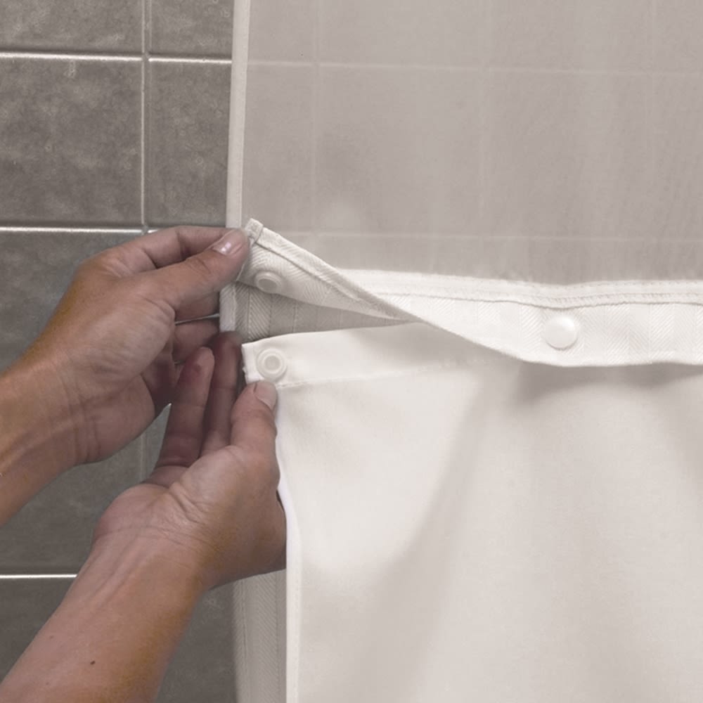 Hookless® It's A Snap! Shower Curtain Liner, Polyester, 70"x54", White